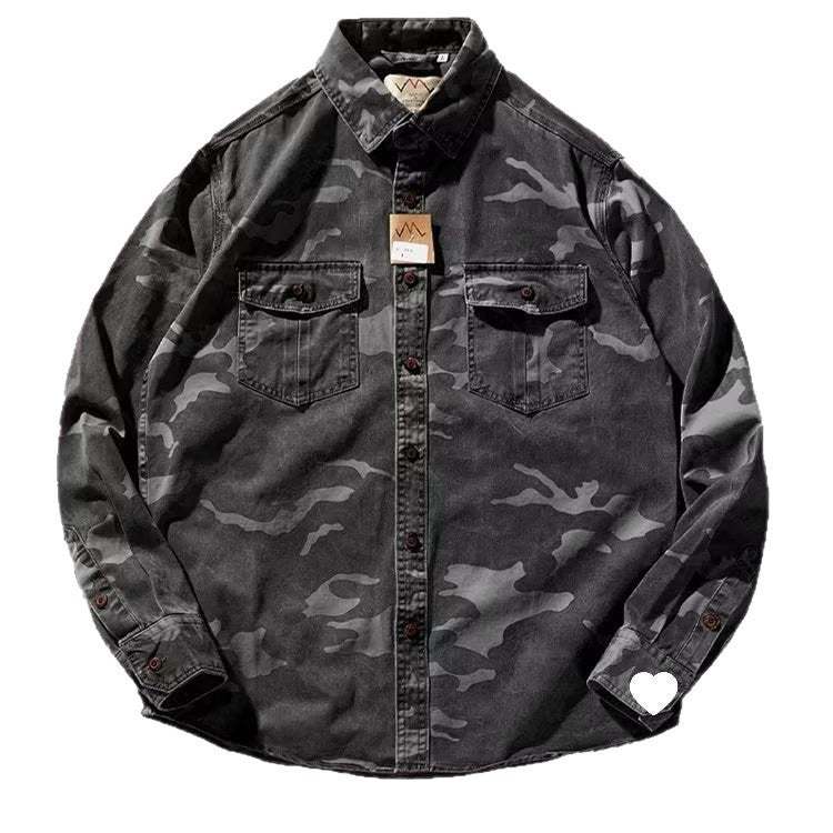 Men's Distressed Washed Collar Casual Jacket