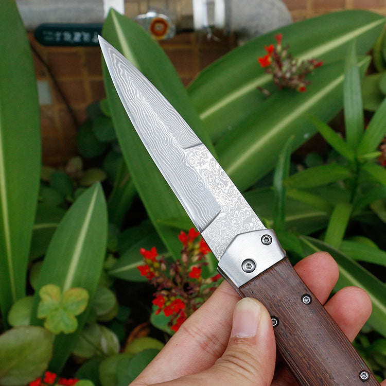 Handmade VG10 Damascus Steel Pocket Folding Hunting Knife For Men, EDC Gift Knife With Wenge Handle