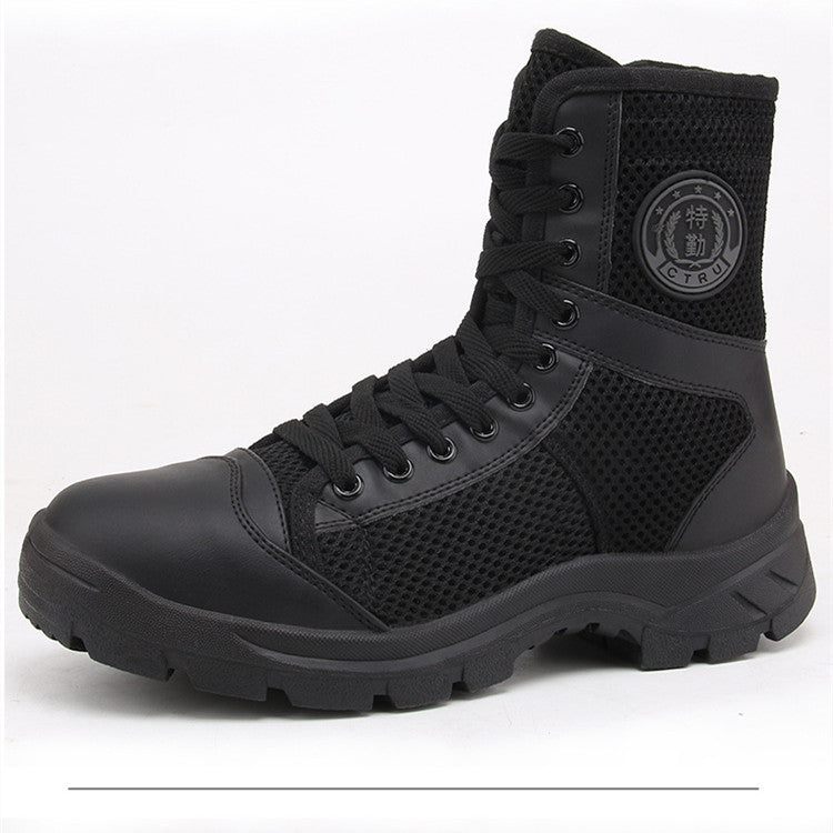 Black Training Boots Breathable Mesh Shock