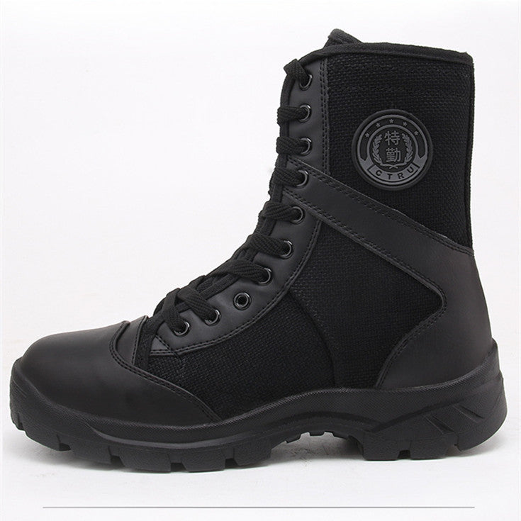 Black Training Boots Breathable Mesh Shock