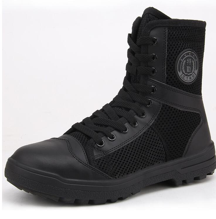 Black Training Boots Breathable Mesh Shock