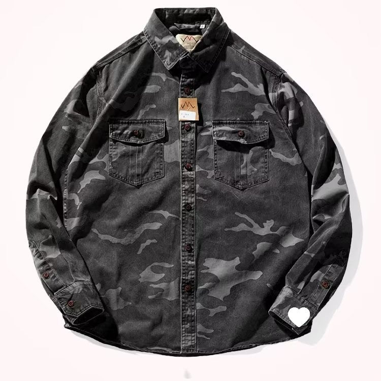 Men's Distressed Washed Collar Casual Jacket