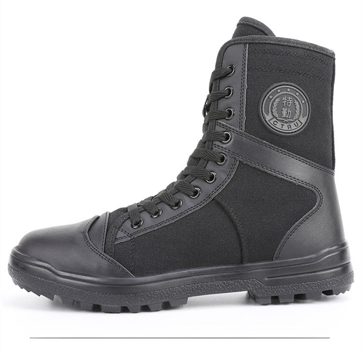Black Training Boots Breathable Mesh Shock