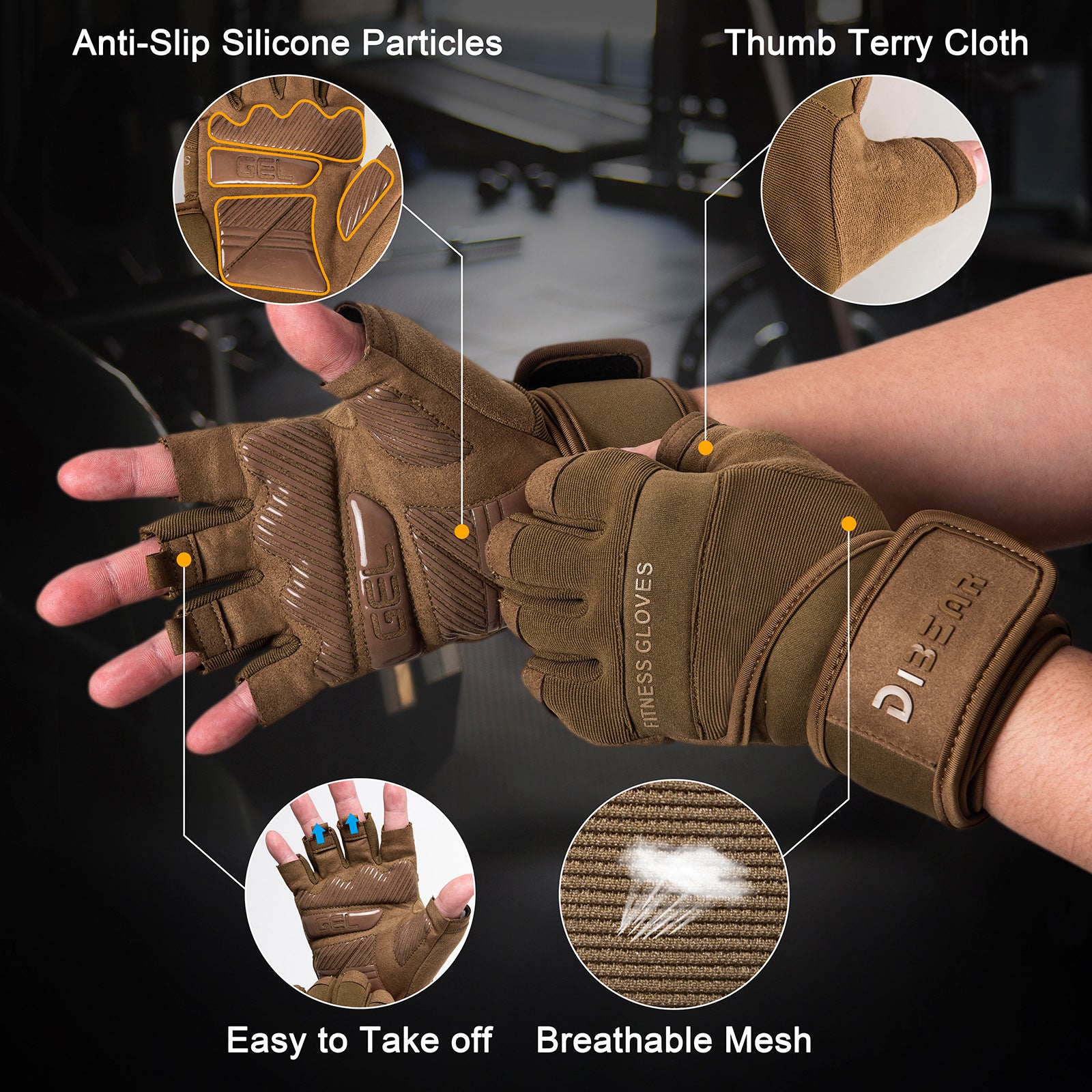 Half Finger Universal Dumbbell Training Gloves