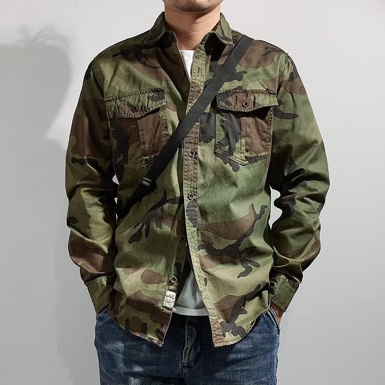 Men's Distressed Washed Collar Casual Jacket